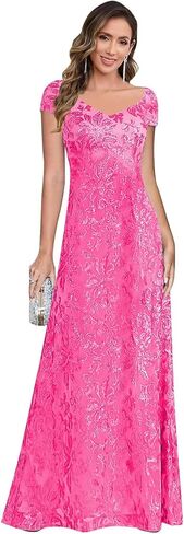 Mother of The Bride Dresses for Women V Neck Mermaid Sequin Formal Evening Dress with Sleeve in Kuwait
