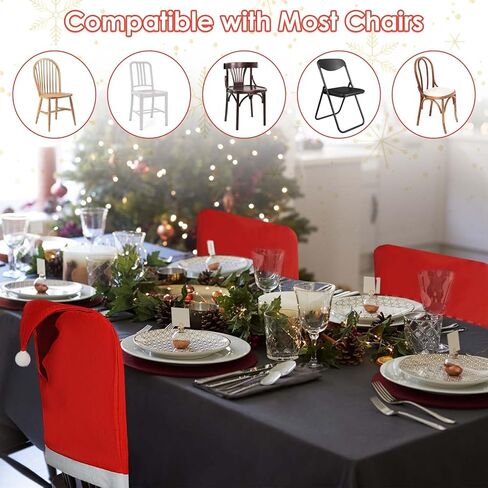 Christmas Chair Covers with 4 Pcs Christmas Chair Leg Covers, Soft Santa Hat Chair Back Cover & Christmas Chairs Leg Floor Protectors for Xmas Table Decor, Xmas Holiday Decoration (5) in Saudi Arabia
