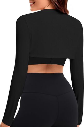 Remidoo Women's Bolero Shrug Super Long Sleeve Crop Top Gym Workout Tops Cropped Shirt in Saudi Arabia