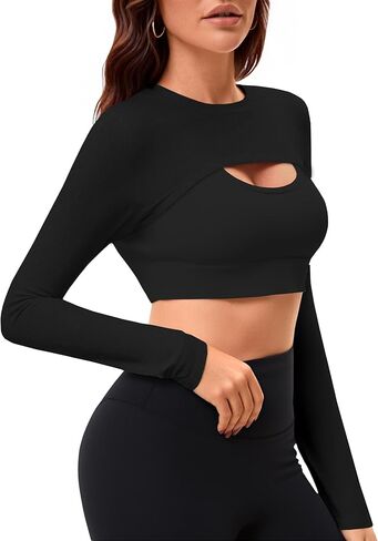 Remidoo Women's Bolero Shrug Super Long Sleeve Crop Top Gym Workout Tops Cropped Shirt in Saudi Arabia