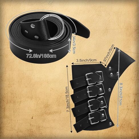 2 Pcs Medieval Sword Belt with Sword Frog Holster Adjustable Rapier Sword Holster Renaissance Renaissance Belt Knight Costume Accessory for Halloween (Black, Medium) in Saudi Arabia