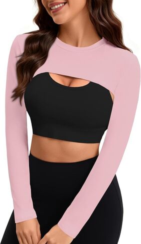Remidoo Women's Bolero Shrug Super Long Sleeve Crop Top Gym Workout Tops Cropped Shirt in Saudi Arabia