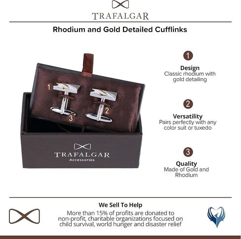 Trafalgar Men's Rhodium and Gold Detailed Cufflinks in Saudi Arabia