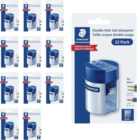 Staedtler Double Hole Pencil Sharpener, Two Holes for Standard Pencils, Large Colored Pencils, and Makeup Pencils, 512 001 BK in Saudi Arabia