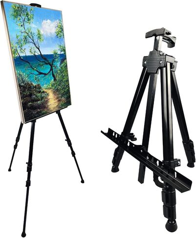 فنان عرض فنان فنان Easel Stand ، NS Jymb المعدني المحمولة الحامل القابل للتعديل للطلاء الطلاء ارتفاع من 17 إلى 66 بوصة - حقيبة حمل لعرض الجدول/الأرضيات وعلامات الزفاف - الأسود in Kuwait