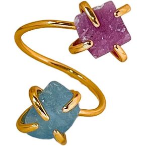 Custom Birthstone Ring, Raw Crystal Ring, Unique Gifts for Her, Gold Plated Rings, Adjustable Statement Rings, Rough Stone Ring, Choose Your Gemstones Gold Ring in Kuwait