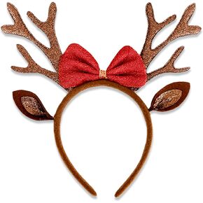 Brown Christmas Antlers Headband Reindeer Ears Headbands for Women Christmas Holiday Hair Accessories for Women in Saudi Arabia