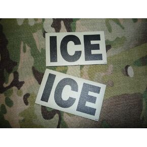 رقعة ICE باللون الأسود على TAN PCX من البولي كربونات، عبوة من قطعتين مقاس 3.5 بوصة × 2 بوصة، لمسة نهائية لامعة مع مشبك تثبيت in Saudi Arabia