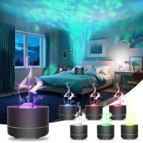 موزع روائح الزيوت العطرية، ناشر روائح العلاج العطري لهب النار مع 7 ألوان LED، مرطب رذاذ بارد 200 مل، ناشر زيت مع حماية تلقائية للمنزل أو غرفة النوم أو المكتب أو المنتجع الصحي (أسود) in Kuwait