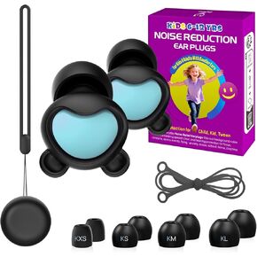 Kids Noise Reduction Ear Plugs(6+yrs) – Reusable Child Ear Protection for Sensitive Ears, Comfortable Earplugs for School, Travel, Focus, Concert, Sleep & Loud Events – 4 Sizes Ear Tips in XS-L, 26dB in Kuwait