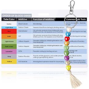 DLUGOPIS 3 Pack Order of Blood Draw Beads with Reference Card Blood Draw Beads Keychain Essential Resource Tool for Phlebotomist Nurse RN Student Practitioner(Large Card) in Kuwait
