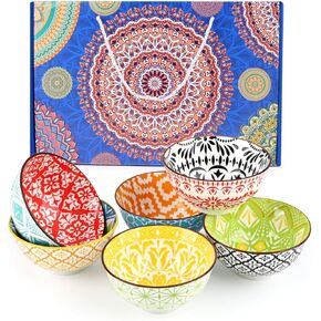 Ceramic Rice Bowls Set of 6, 4.5“ Japanese Style Bowls Blue and White Cereal Bowls for Soup Dessert Snack Fruit Salsa Ice Cream in Kuwait