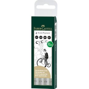 Faber-Castell Ecco Pigment Fibre Tip Pen Wallet, 4 Black Pens (0.2, 0.4, 0.6 & 0.8mm) in Kuwait