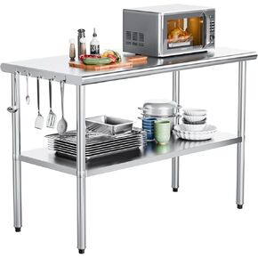 ROVSUN Stainless Steel Folding Table 48 x 24 Inches, Portable Commercial Folding Prep Table, NSF Heavy Duty Foldable Table for Home Kitchen Restaurant Hotel Outdoor Camping Picnic in Kuwait