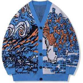 سترة فان جوخ الكلاسيكية المحبوكة للخريف والشتاء سترة فضفاضة برقبة على شكل حرف V in Kuwait