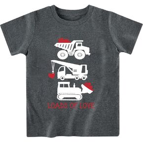 طفل بنين بنات عيد الحب تي شيرت الاطفال قصيرة الأكمام شاحنة كبيرة ديناصور مسمار الكعك الحب القلب القمم المحملة 2-7 سنوات in Kuwait