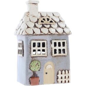 Shudehill Giftware حامل شموع سيراميك لقرية فخار حديقة المنزل، حامل شموع لتزيين المنزل (رمادي صغير) in Kuwait