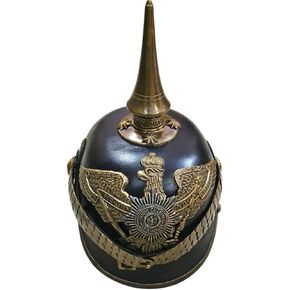 خوذة Pickelhaube الألمانية | خوذة جلدية Pickelhaube الإمبراطورية البروسية | زي ضابط عسكري نحاسي طويل مسنن للرجال | خوذات الحرب العالمية الأولى والحرب العالمية الثانية طبق الأصل لأزياء حفلات إعادة تمثيل LARP in Saudi Arabia