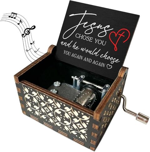 Jesus Loves Me Music Box Wooden Musical Box for Christians Wood Minimalism Music Box for Faith Based Gifts Vintage Hand Crank Musical Box for Religious Gifts Spiritual Gifts for Women - JRM834 in Saudi Arabia