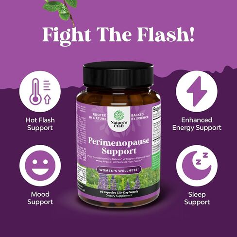 Complete Perimenopause Supplement for Women - Multibenefit Menopause Ease for Women with Maca Root Vitex Berry & Black Cohosh for Hot Flashes Night Sweats Hormone Balance and Mood Support (1 Month) in Saudi Arabia