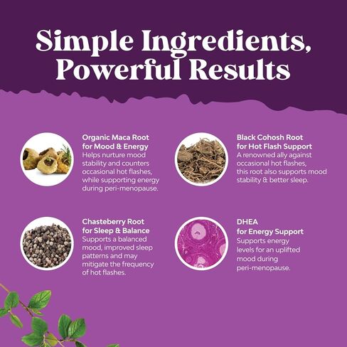 Complete Perimenopause Supplement for Women - Multibenefit Menopause Ease for Women with Maca Root Vitex Berry & Black Cohosh for Hot Flashes Night Sweats Hormone Balance and Mood Support (1 Month) in Saudi Arabia