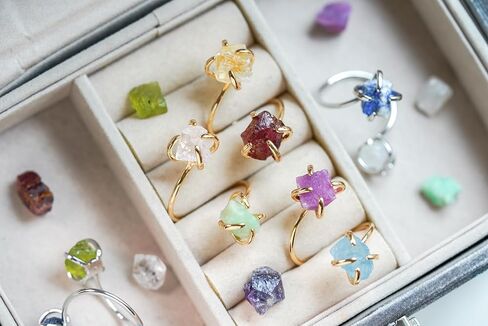 Custom Birthstone Ring, Raw Crystal Ring, Unique Gifts for Her, Gold Plated Rings, Adjustable Statement Rings, Rough Stone Ring, Choose Your Gemstones Gold Ring in Kuwait