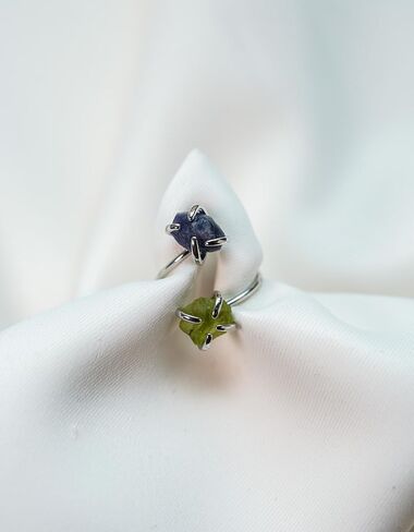 Custom Birthstone Ring, Raw Crystal Ring, Unique Gifts for Her, Gold Plated Rings, Adjustable Statement Rings, Rough Stone Ring, Choose Your Gemstones Gold Ring in Kuwait