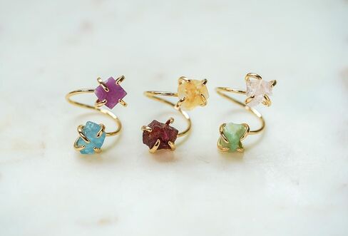 Custom Birthstone Ring, Raw Crystal Ring, Unique Gifts for Her, Gold Plated Rings, Adjustable Statement Rings, Rough Stone Ring, Choose Your Gemstones Gold Ring in Kuwait
