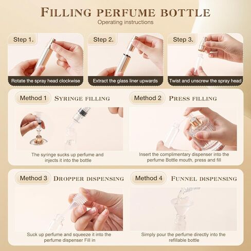 رذاذ عطر 10 مل قابل لإعادة الملء، زجاجة عطر مملوءة ببطانة زجاجية، موزع كولونيا صغير، حجم الجيب بخاخ محمول للنساء والرجال هدية رحلة سيارة كروز 0.34 أونصة (ذهبي) in Saudi Arabia