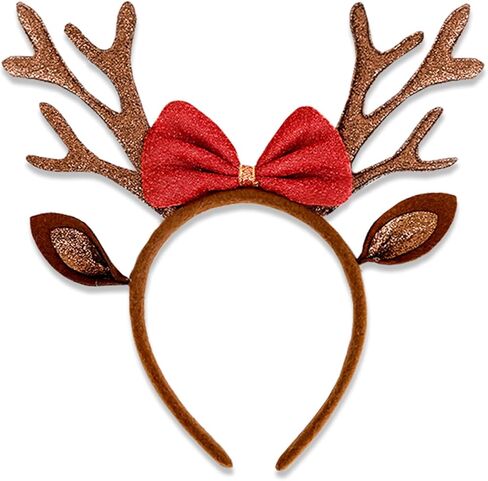 Brown Christmas Antlers Headband Reindeer Ears Headbands for Women Christmas Holiday Hair Accessories for Women in Saudi Arabia