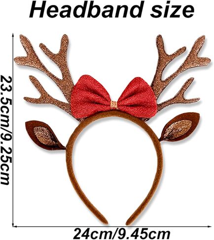 Brown Christmas Antlers Headband Reindeer Ears Headbands for Women Christmas Holiday Hair Accessories for Women in Saudi Arabia