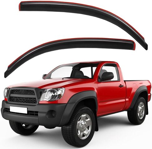 Lightronic WV92153 Outside Mount Side Window Deflectors Visors Vent Rain Guards, Dark Smoke, 2-Pieces Set, Fits 2005-2014 Toyota Tacoma Regular Cab in Kuwait