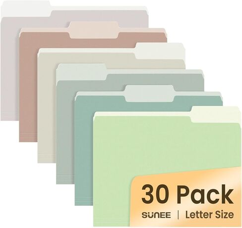 SUNEE File Folders, 30 Pack Manilla Folders 8.5 x 11, Colored File Folders Home Office School Supplies for Documents Files Paper, 6 Assorted Colors in Kuwait