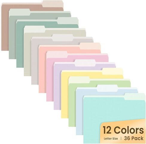 SUNEE File Folders, 30 Pack Manilla Folders 8.5 x 11, Colored File Folders Home Office School Supplies for Documents Files Paper, 6 Bright Colors in Kuwait