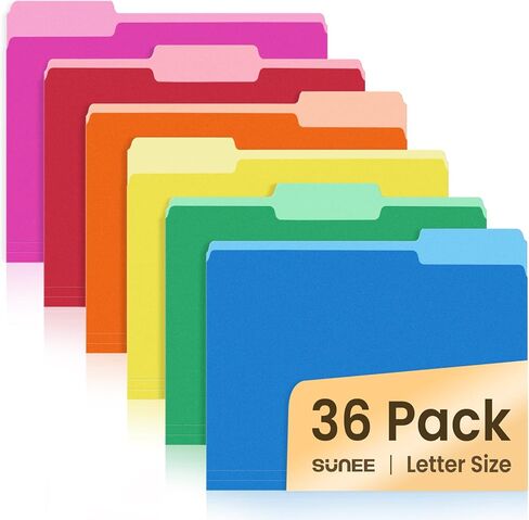 SUNEE File Folders, 30 Pack Manilla Folders 8.5 x 11, Colored File Folders Home Office School Supplies for Documents Files Paper, 6 Bright Colors in Saudi Arabia