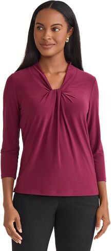 Kasper Women's 3/4 Sleeve Knot Front Top in Saudi Arabia