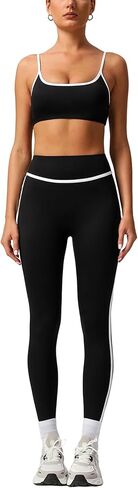2 Piece Workout Sets for Women Contrast Panel Sports Bra Cami Top and Butt-lifting Pants Active Jogger Outfits in Saudi Arabia
