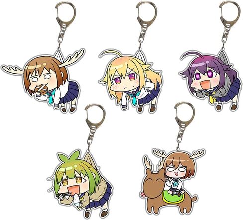 Shikanoko Noko Keychain 5Pcs Set,Anime My Deer Friend Shikanoko Cosplay Acrylic Keyrings for Fans in Saudi Arabia