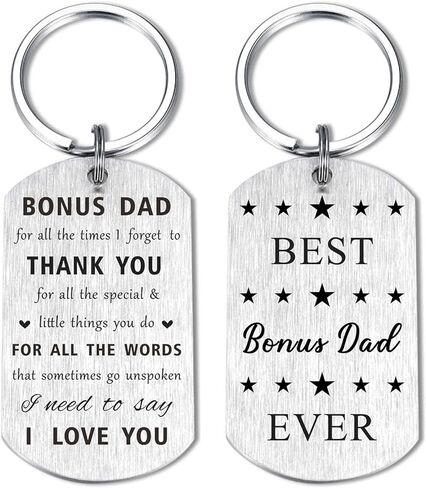 Resdink Bonus Dad Fathe's Day Gifts for Men- I Love My Stepdad Step Father Birthday Christmas Keychain in Saudi Arabia