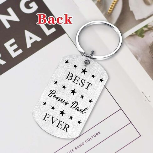 Resdink Bonus Dad Fathe's Day Gifts for Men- I Love My Stepdad Step Father Birthday Christmas Keychain in Saudi Arabia