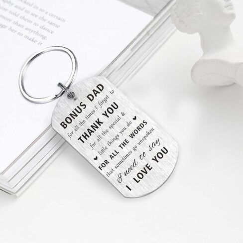Resdink Bonus Dad Fathe's Day Gifts for Men- I Love My Stepdad Step Father Birthday Christmas Keychain in Saudi Arabia