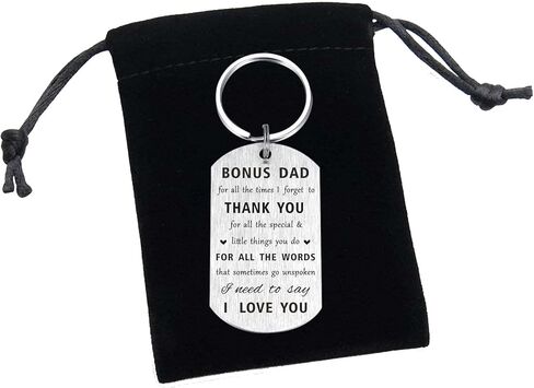 Resdink Bonus Dad Fathe's Day Gifts for Men- I Love My Stepdad Step Father Birthday Christmas Keychain in Saudi Arabia