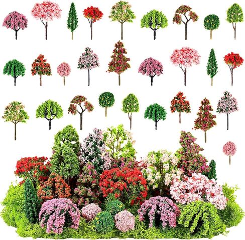 28 Pcs Model Trees Fake Miniature Trees Diorama Supplies Model Scenery Supplies Miniature Garden Accessories with Faux Moss Snow Leaves Decor for DIY Projects Landscape Fairy (Maple Trees) in Kuwait