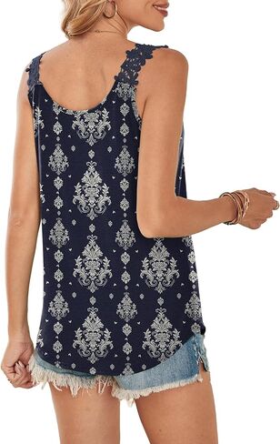 Sipaya Tank Top for Women Spring Fashion Sleeveless V Neck Lace Tops Flower Flowy Summer Outfits Beach Vacation in Kuwait