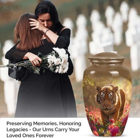 Tiger Metal Multicolor Urn - Cremation Urn for Adult Human Ashes - 10 Inch in Saudi Arabia