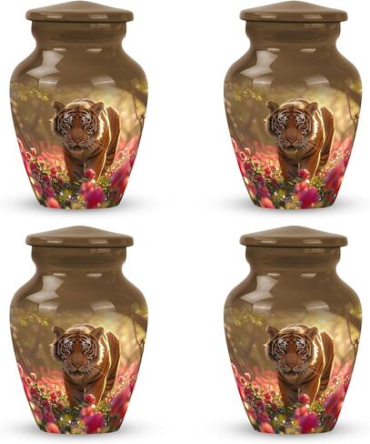 Tiger Metal Multicolor Urn - Cremation Urn for Adult Human Ashes - 10 Inch in Saudi Arabia