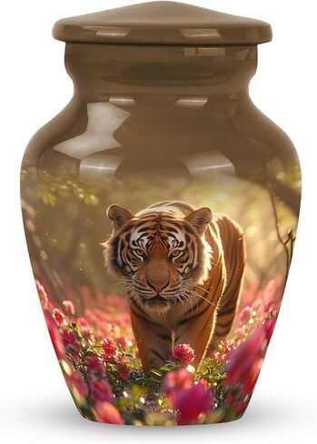 Tiger Metal Multicolor Urn - Cremation Urn for Adult Human Ashes - 10 Inch in Saudi Arabia