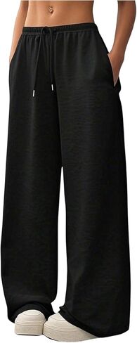 SOLY HUX Women's Drawstring Wide Leg Sweatpants Elastic Waist Baggy Long Casual Pants with Pockets in Saudi Arabia