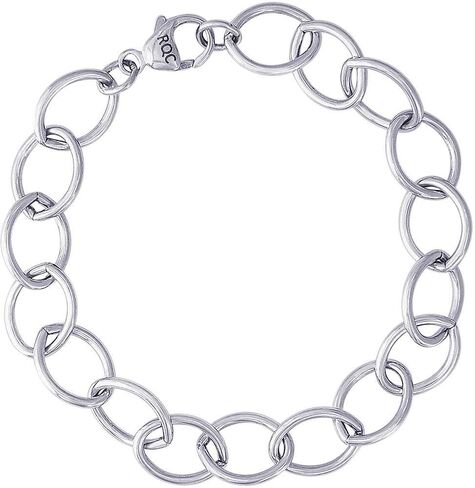8" Sterling Silver Single Link Open Curb Classic Charm Bracelet by Rembrandt in Saudi Arabia