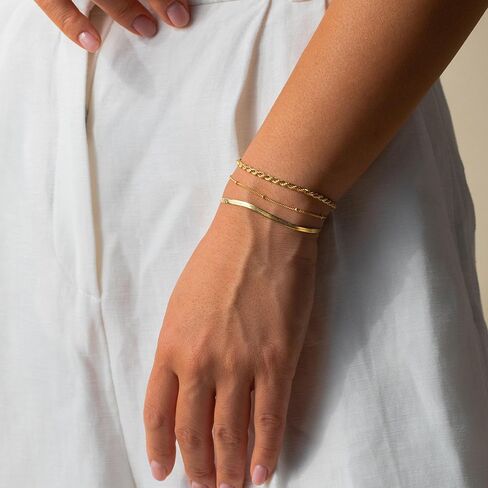 Gold Bracelet Stack for Women Layered Non Tarnish Snake Silver Chain Cuban Link 2025 in Saudi Arabia